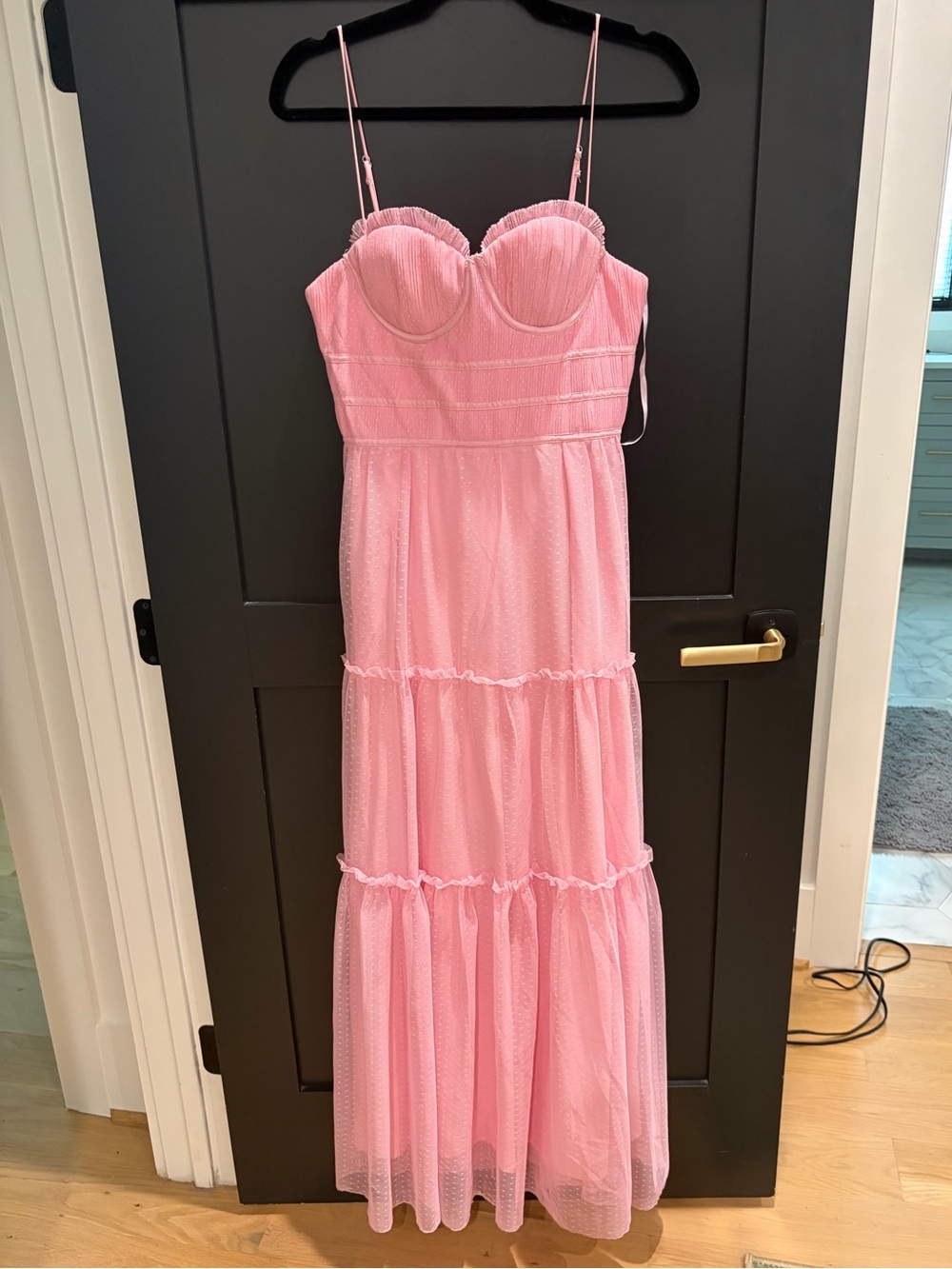 Pink Tiered Maxi Dress with Sweetheart Bust